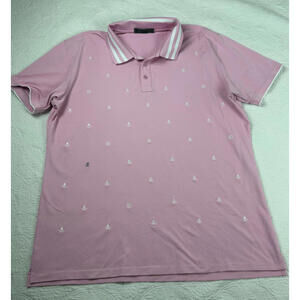 G/FORE Skull & Ts Men's L Ice Nylon Golf Polo Shirt Pink Black